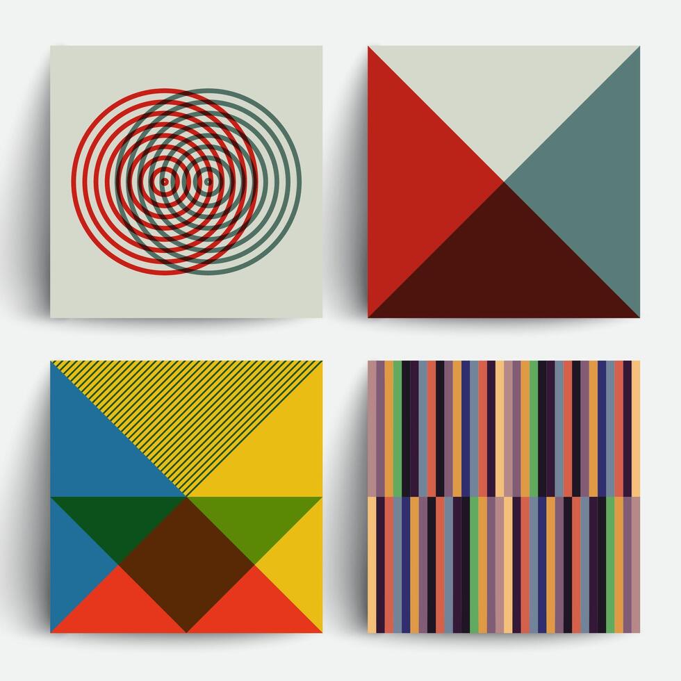 Retro graphic design covers. Cool vintage shape compositions. vector