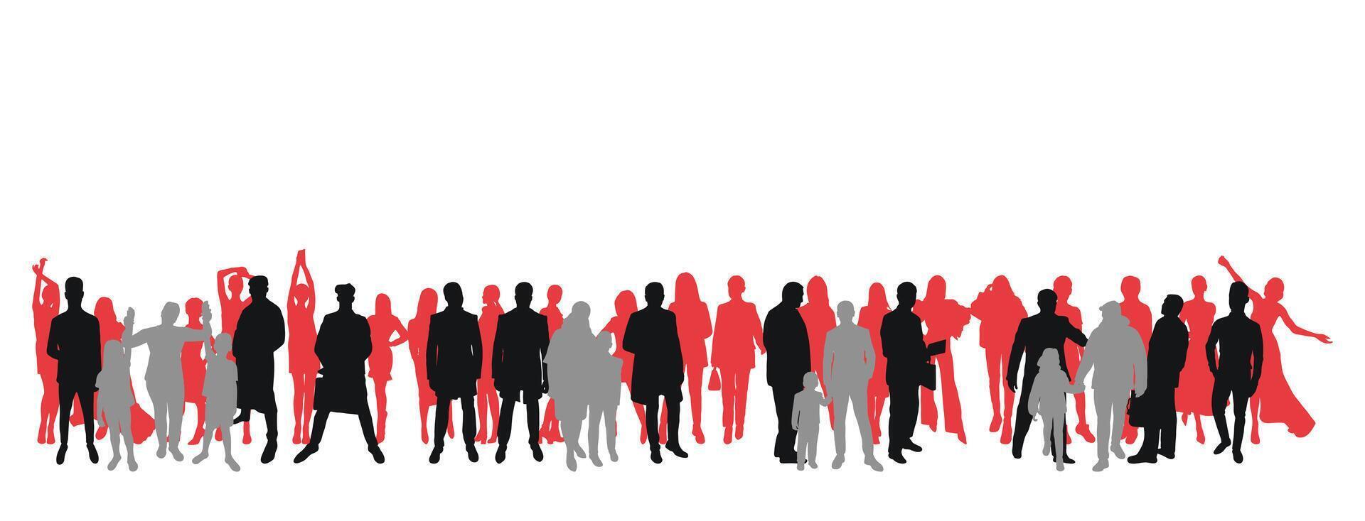 Society, crowd of men, women, children vector