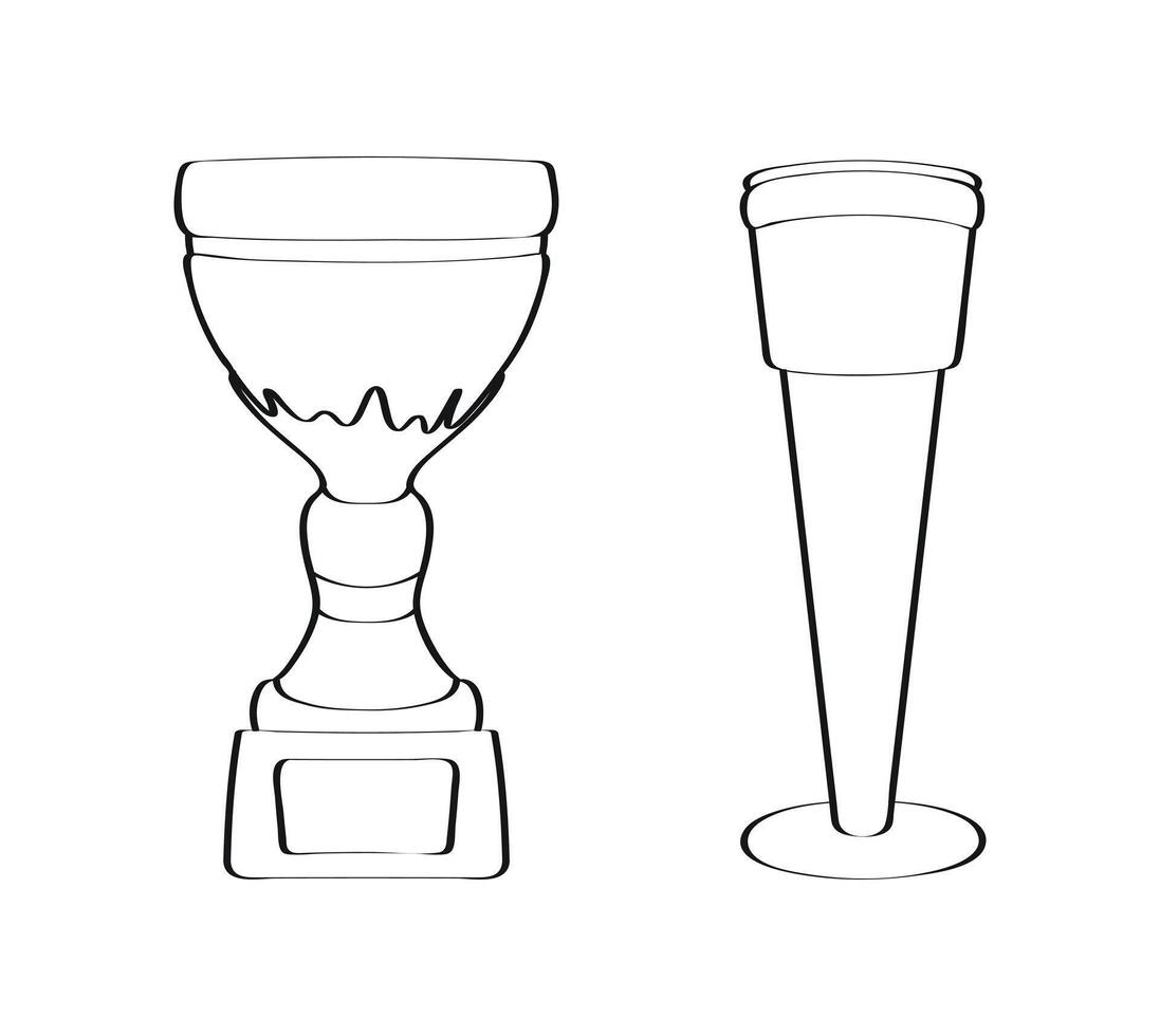 Hand drawn win cup outline isolated on white background vector