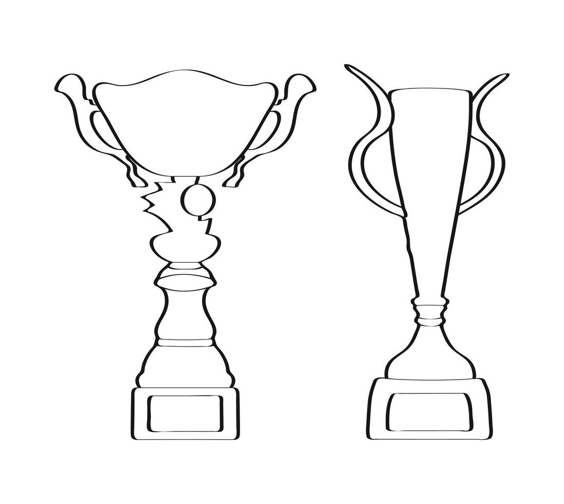 Winning cups silhouette. Victory symbols. vector