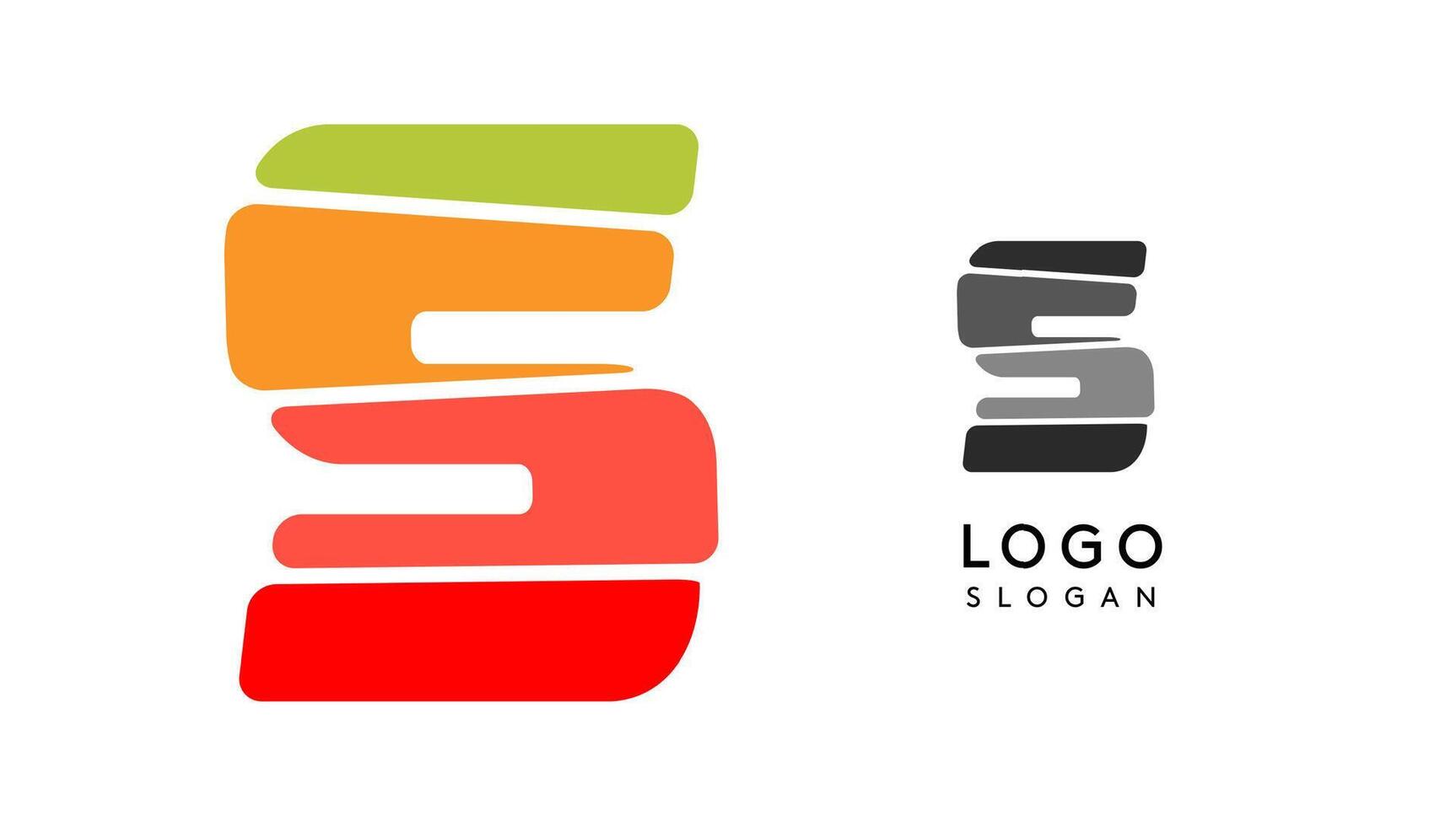 Bright colorful letter S, layers blocks like sandwich, stone balancing or rock stacking. Modern cartoon monogram for kid joyful book, blocky toys logo. illustration vector