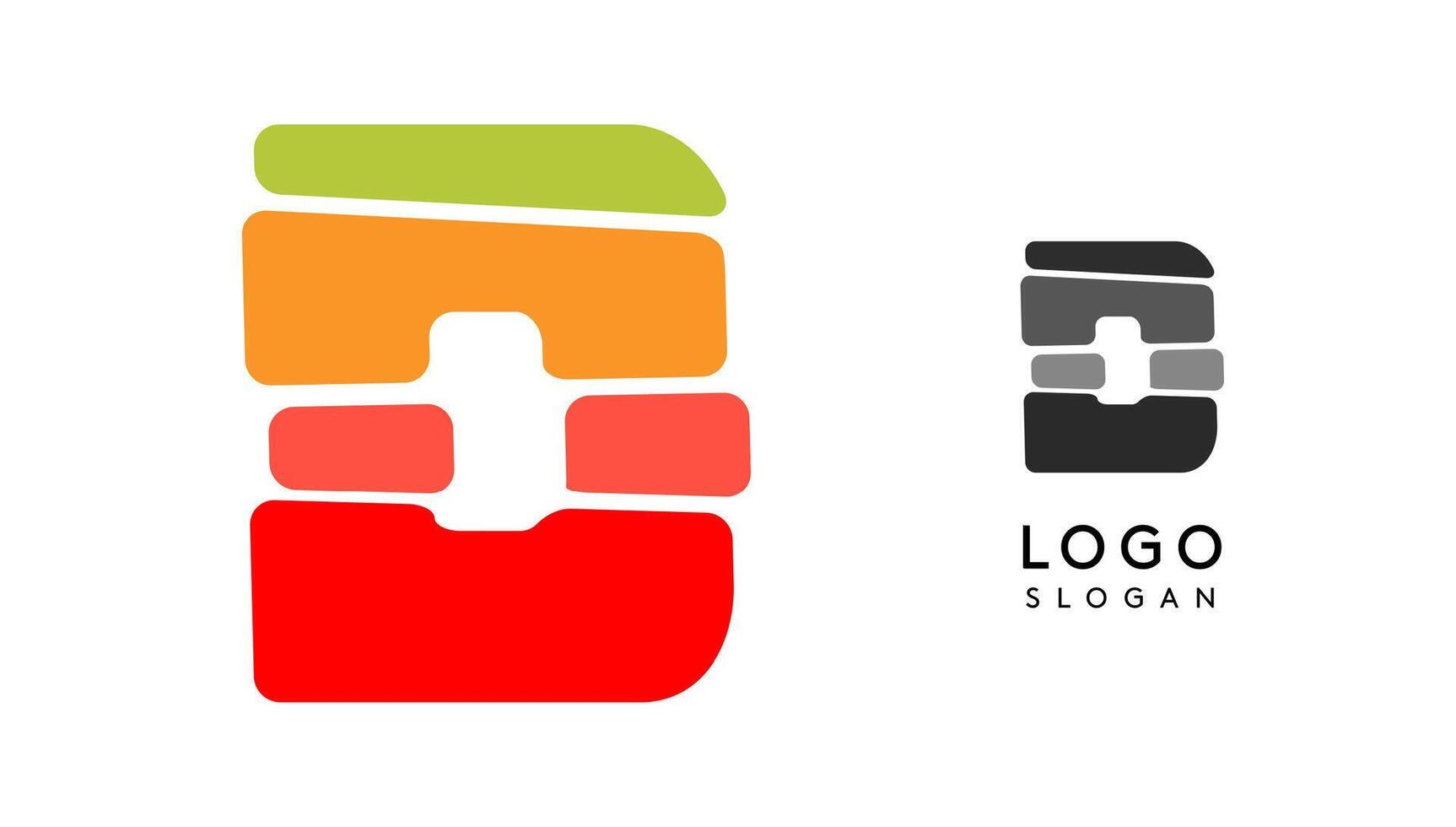 Bright colorful letter D, layers blocks like sandwich, stone balancing or rock stacking. Modern cartoon monogram for kid joyful book, fun logo. illustration vector