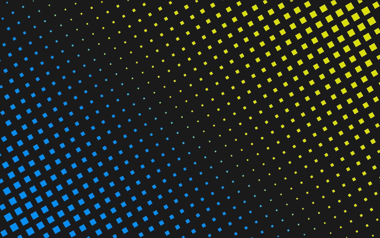 abstract halftone pattern with blue and yellow dots on a black background vector