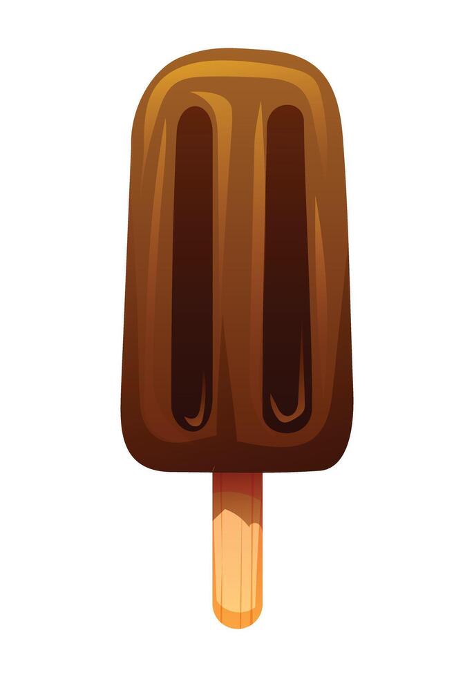 Chocolate ice cream stick. Cartoon illustration vector