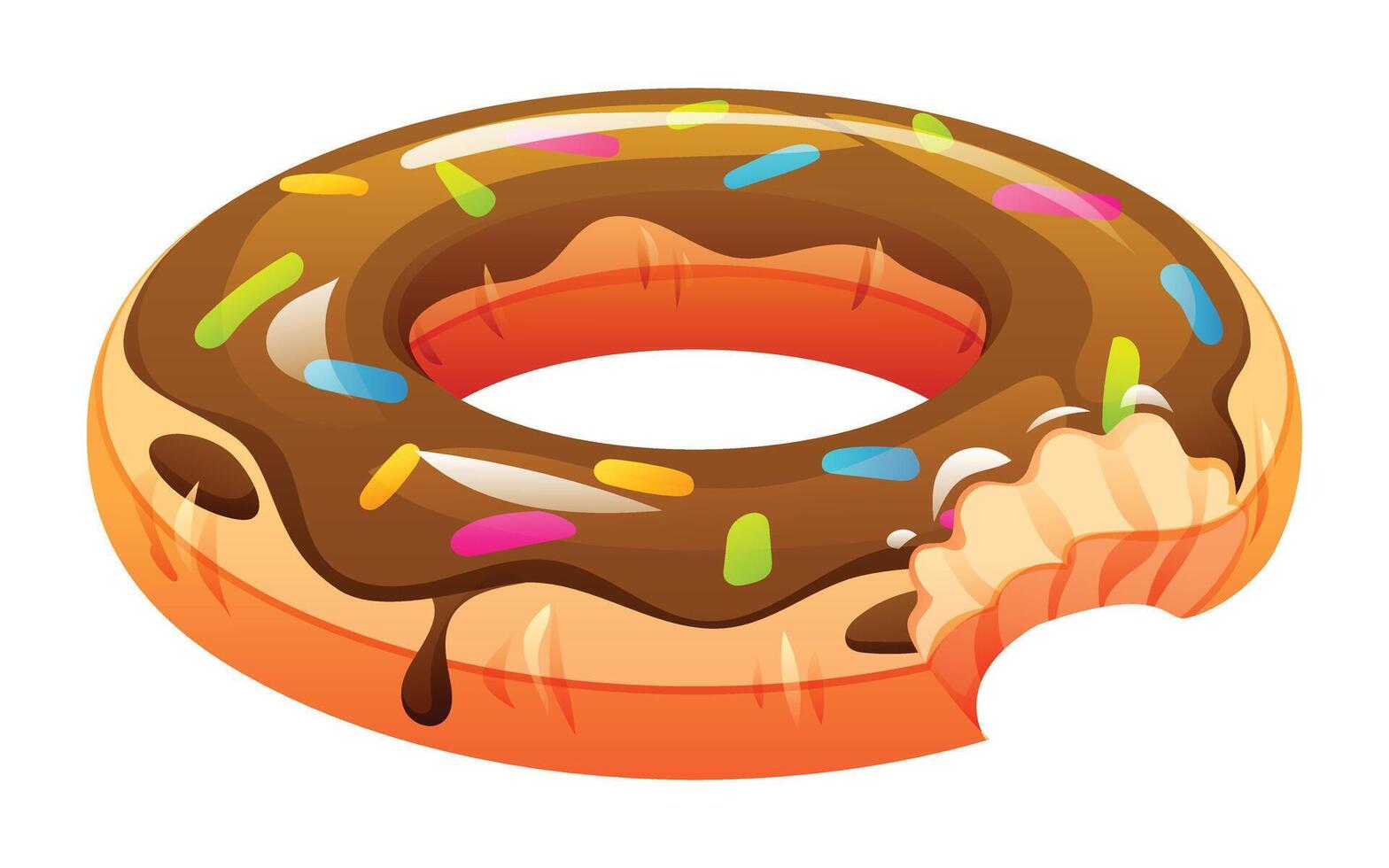 Donut shaped inflatable pool float. Cartoon illustration vector