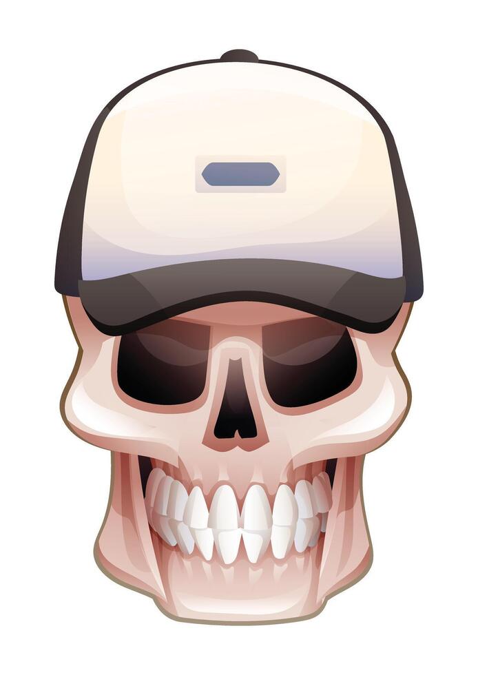 Skull wearing a hat. Cartoon illustration isolated on white background vector