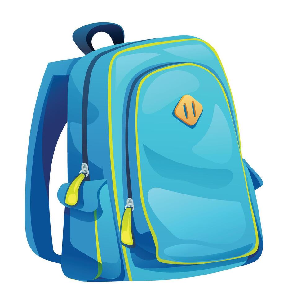 Stylish backpack with spacious compartments. Cartoon illustration vector