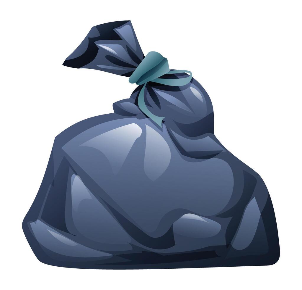 Garbage bag filled with trash. Cartoon illustration isolated on white background vector