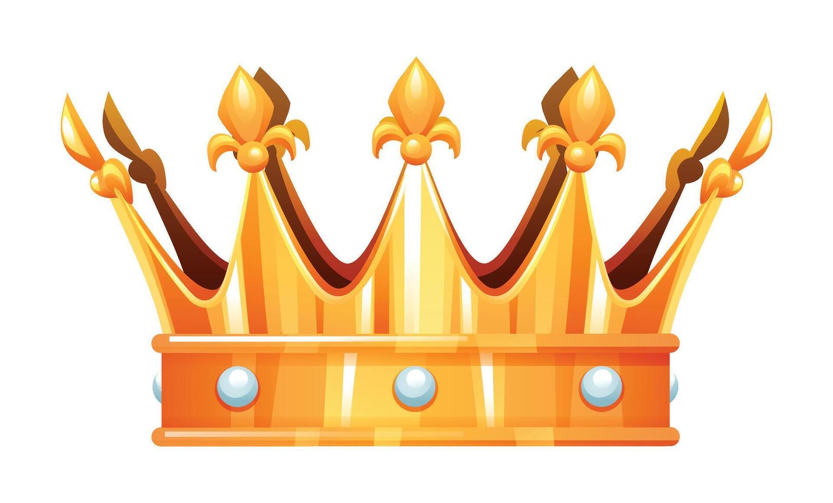 Golden crown with detailed elements and jewels, perfect for royal themes. Cartoon illustration vector