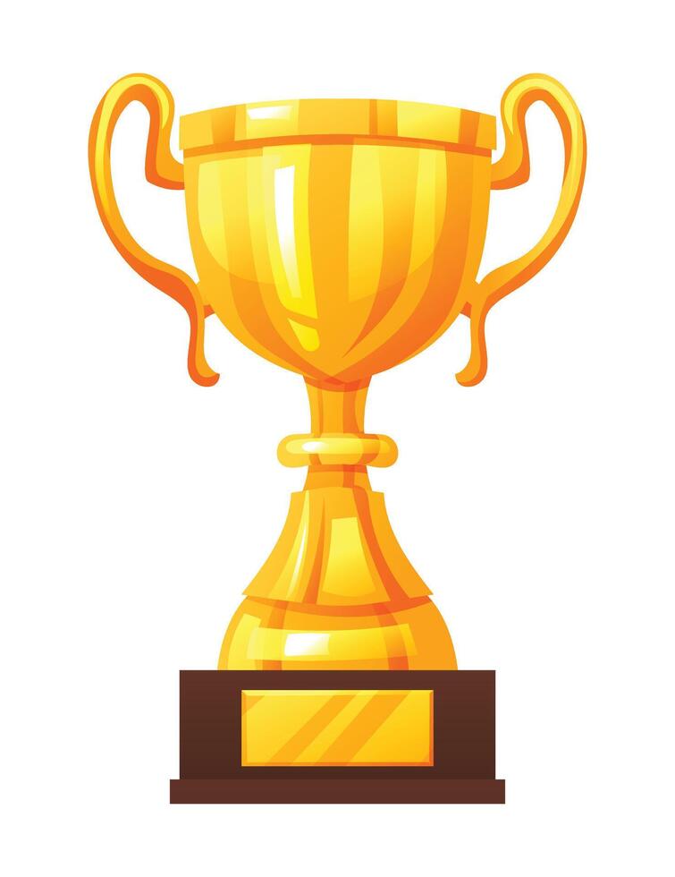 Golden trophy cup, symbolizing champion and winner. Cartoon illustration vector