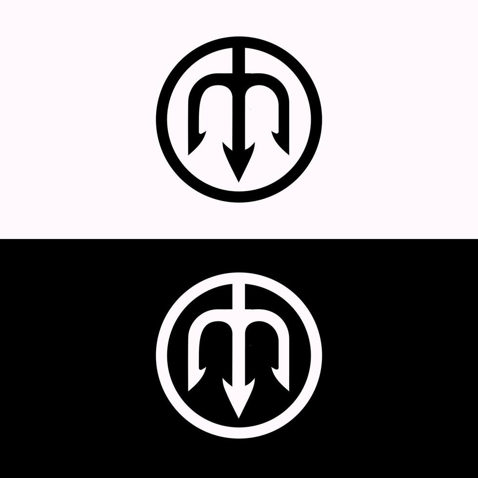 Trident M Letter Circle Logo Template vector