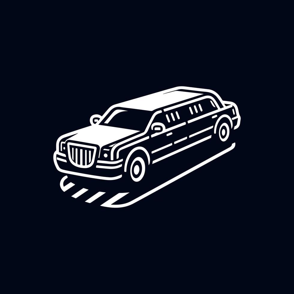 simple Limo White line art icon logo vector
