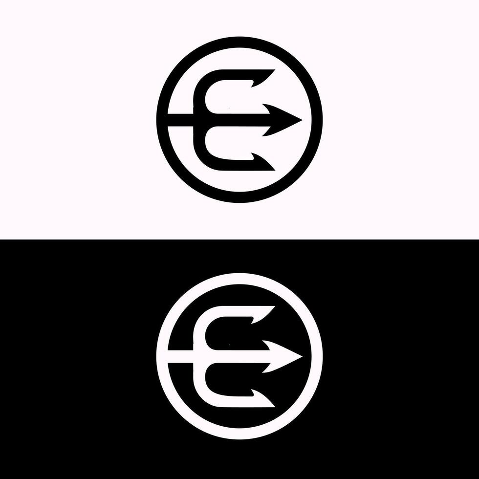 Trident E Letter Circle Logo Template vector