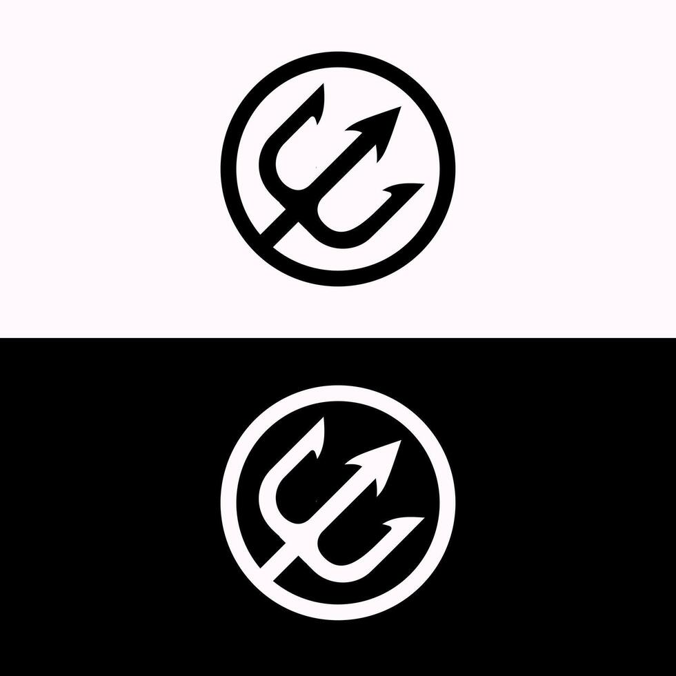 Trident E Letter Diagonal Circle Logo Template vector