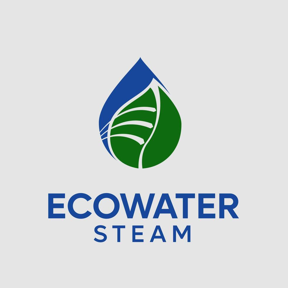 Eco Water Leaf Steam Logo Template vector