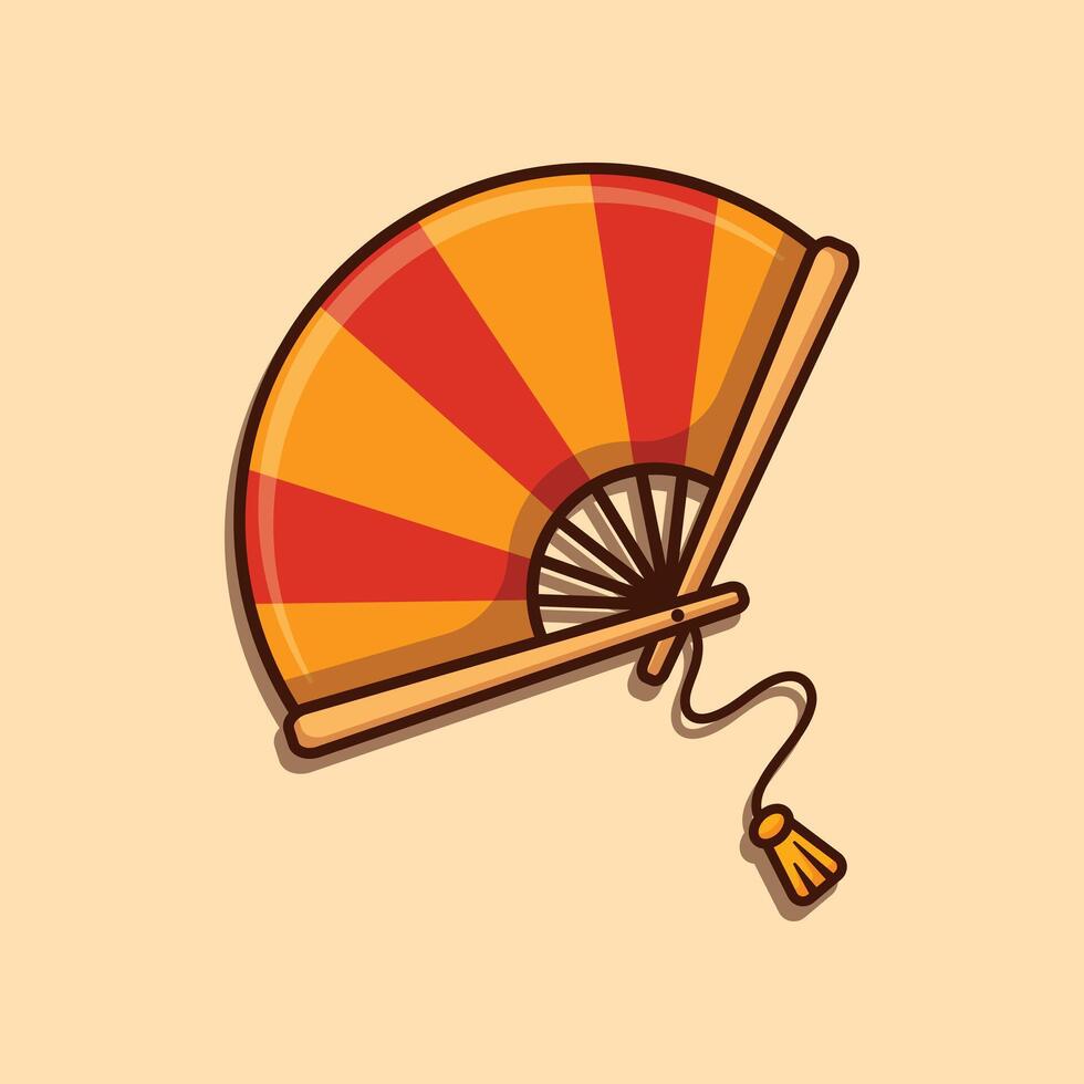cartoon illustration of hand fan vector