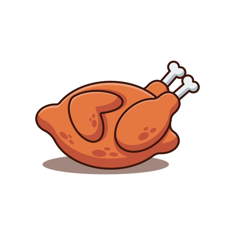 cartoon illustration of grilled chicken vector