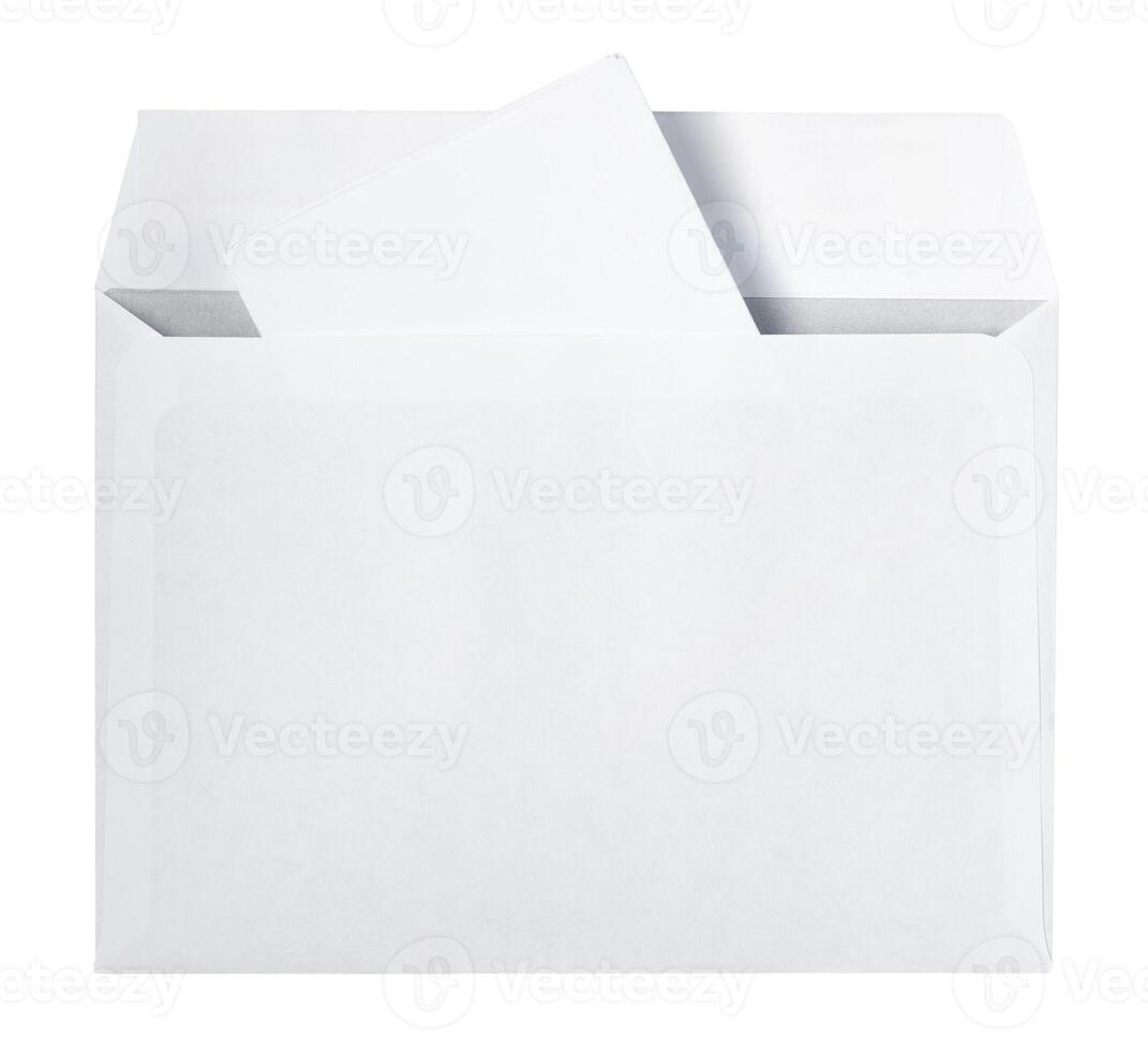 Blank envelope isolated on white background photo