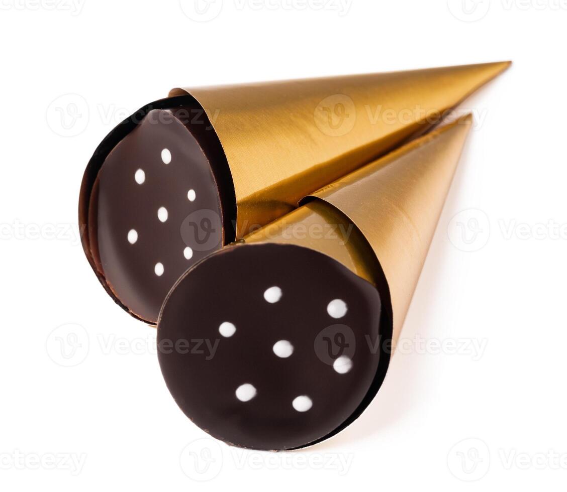 Chocolate candies praline isolated on white background photo