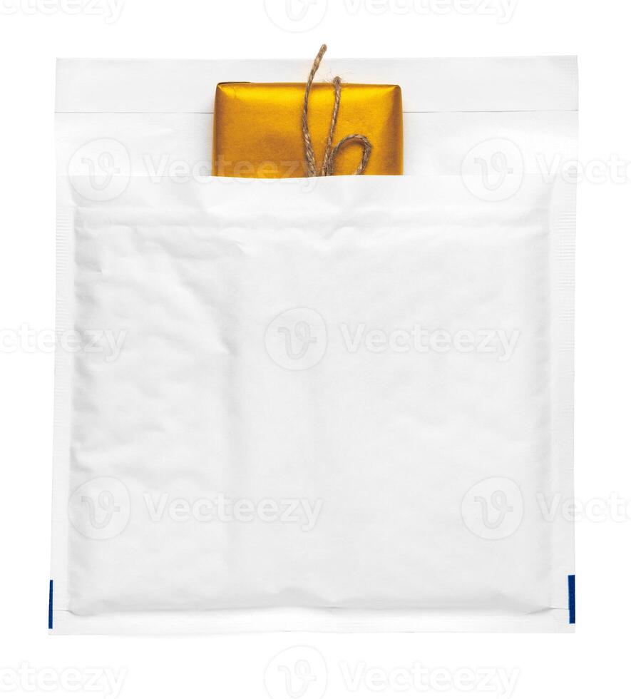 White envelope C4 isolated background. top view photo