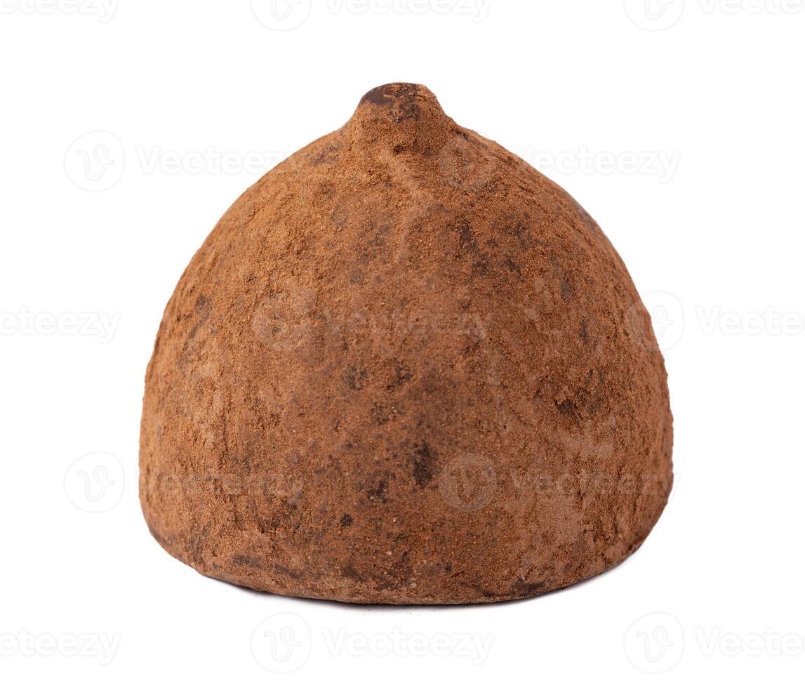Chocolate truffle candy isolated on white background photo