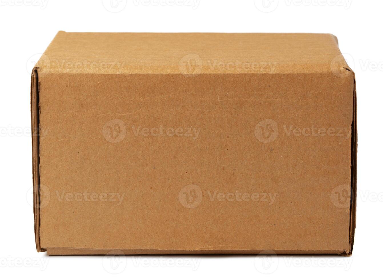 Brown cardboard box isolated on white background photo