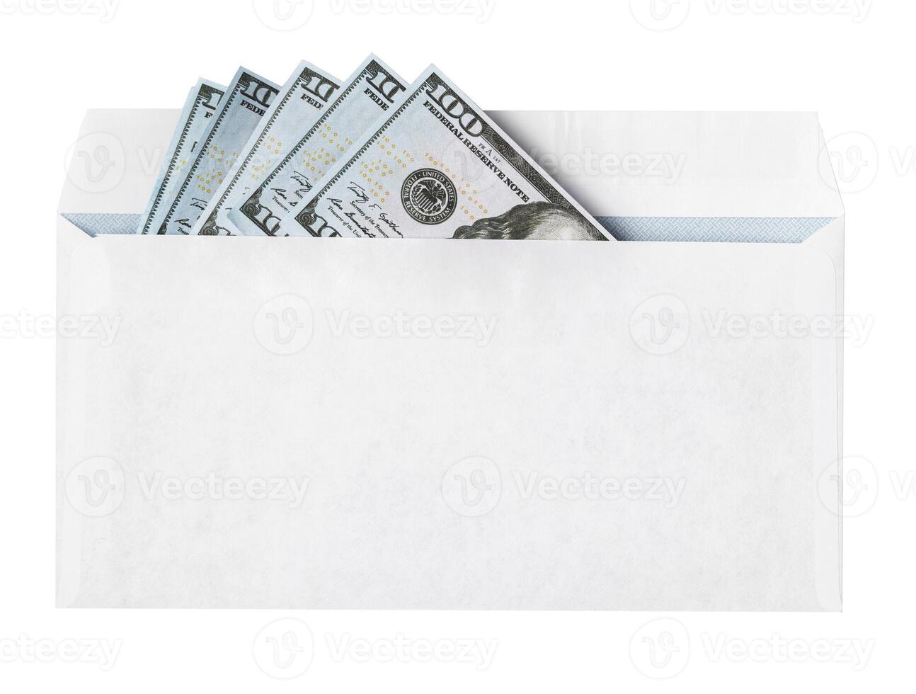 Money dollars in paper envelope on a white background photo