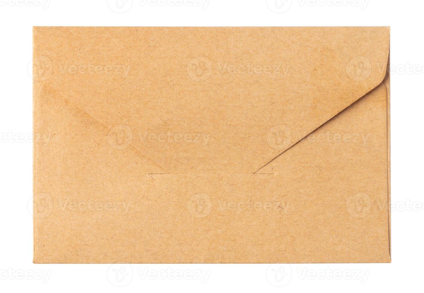 Recycled craft paper envelope isolated white background photo