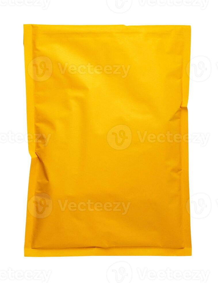 Brown envelope front and back isolated on white background. Letter top view. photo