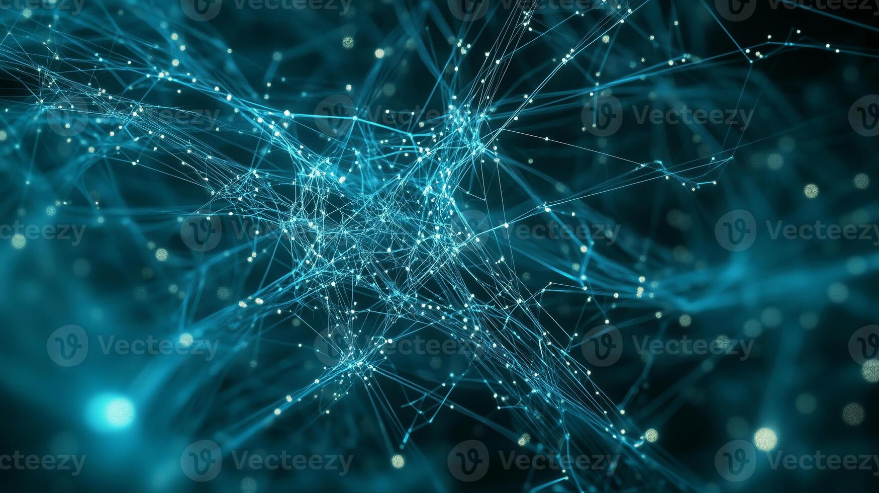 Intricate network of glowing blue lines interconnected with bright nodes in a digital space photo
