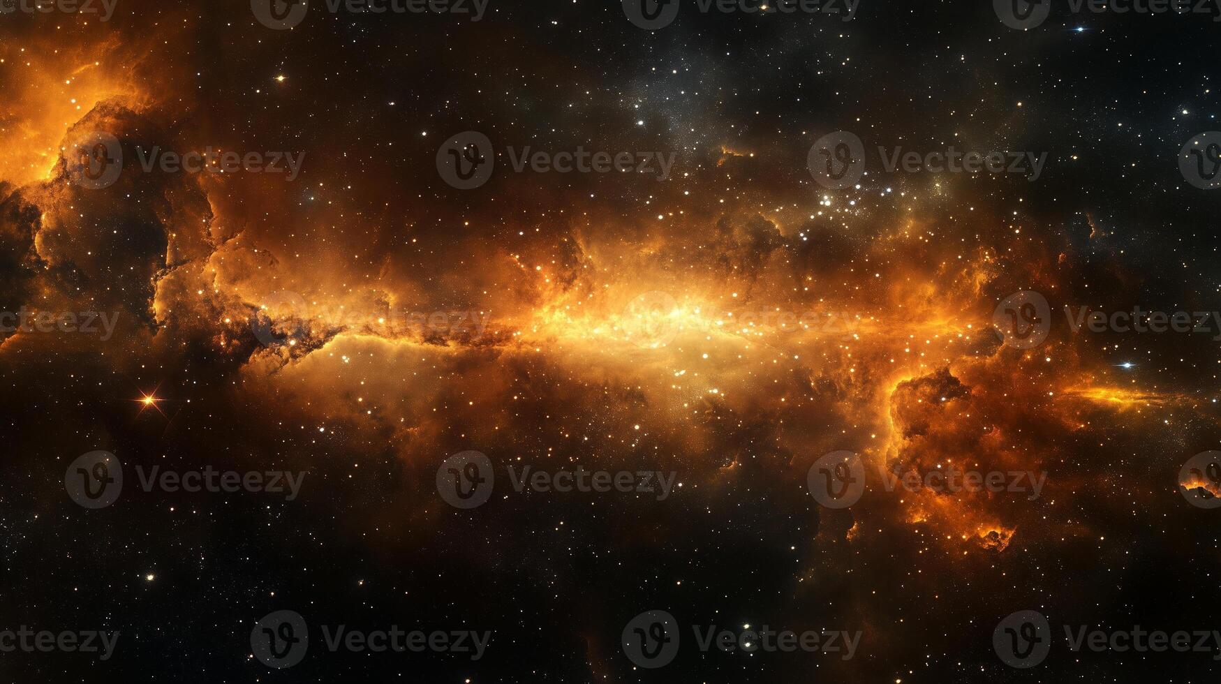 Exploring the mesmerizing beauty of a cosmic nebula illuminated by vibrant orange and yellow hues in deep space photo