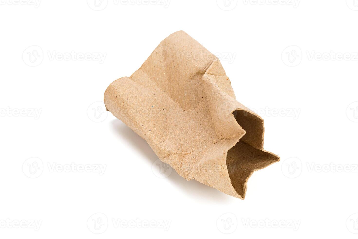 Empty toilet paper on white background photo