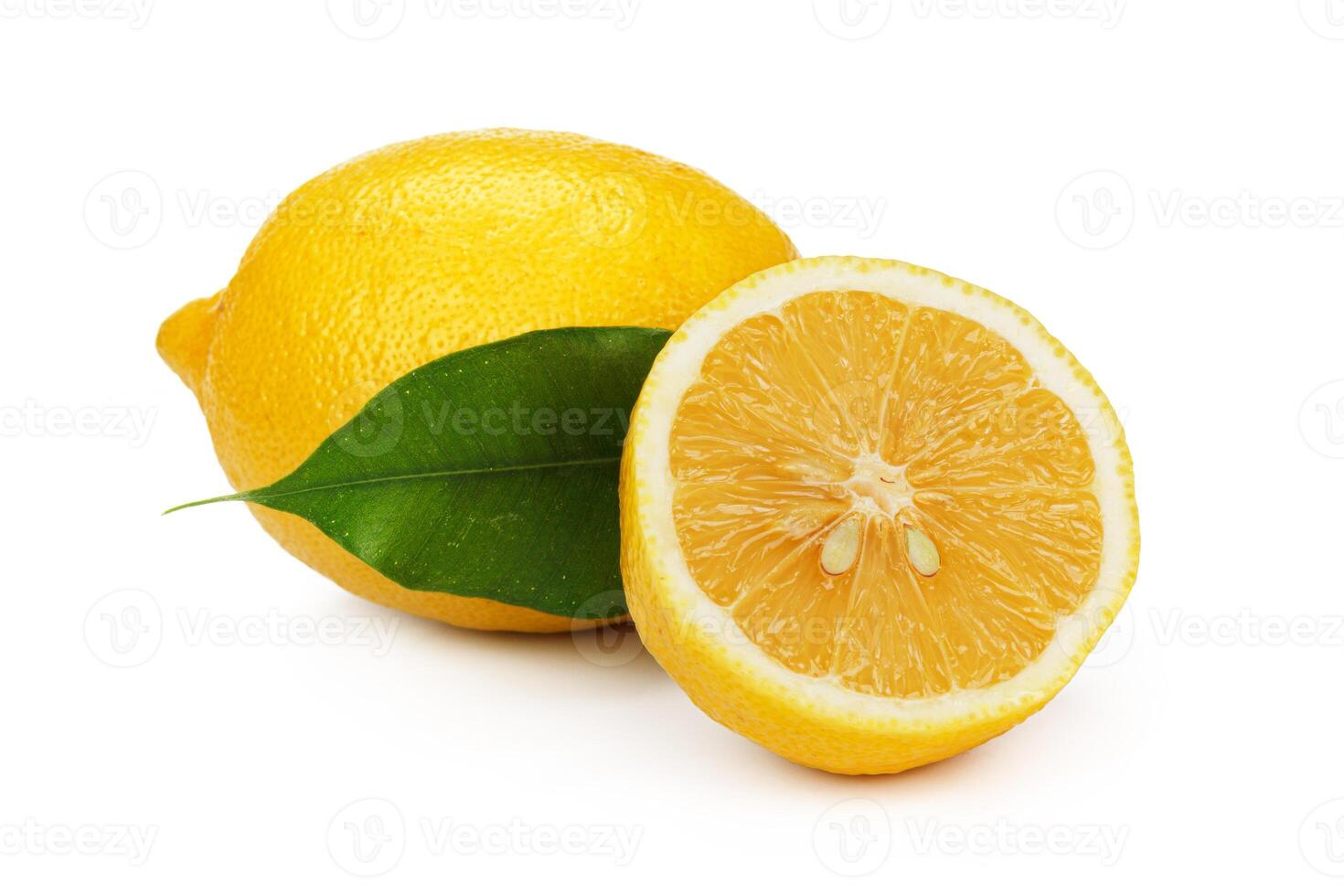 Cut lemon slice isolated on white background photo
