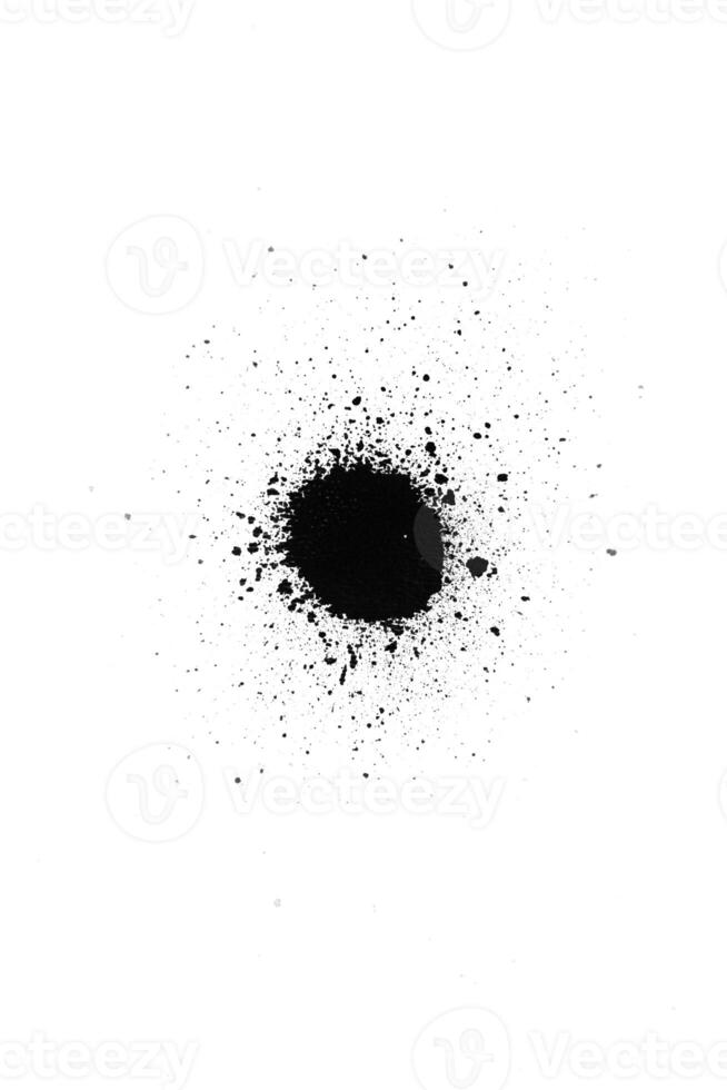 Black color spray paint on a white background paper photo