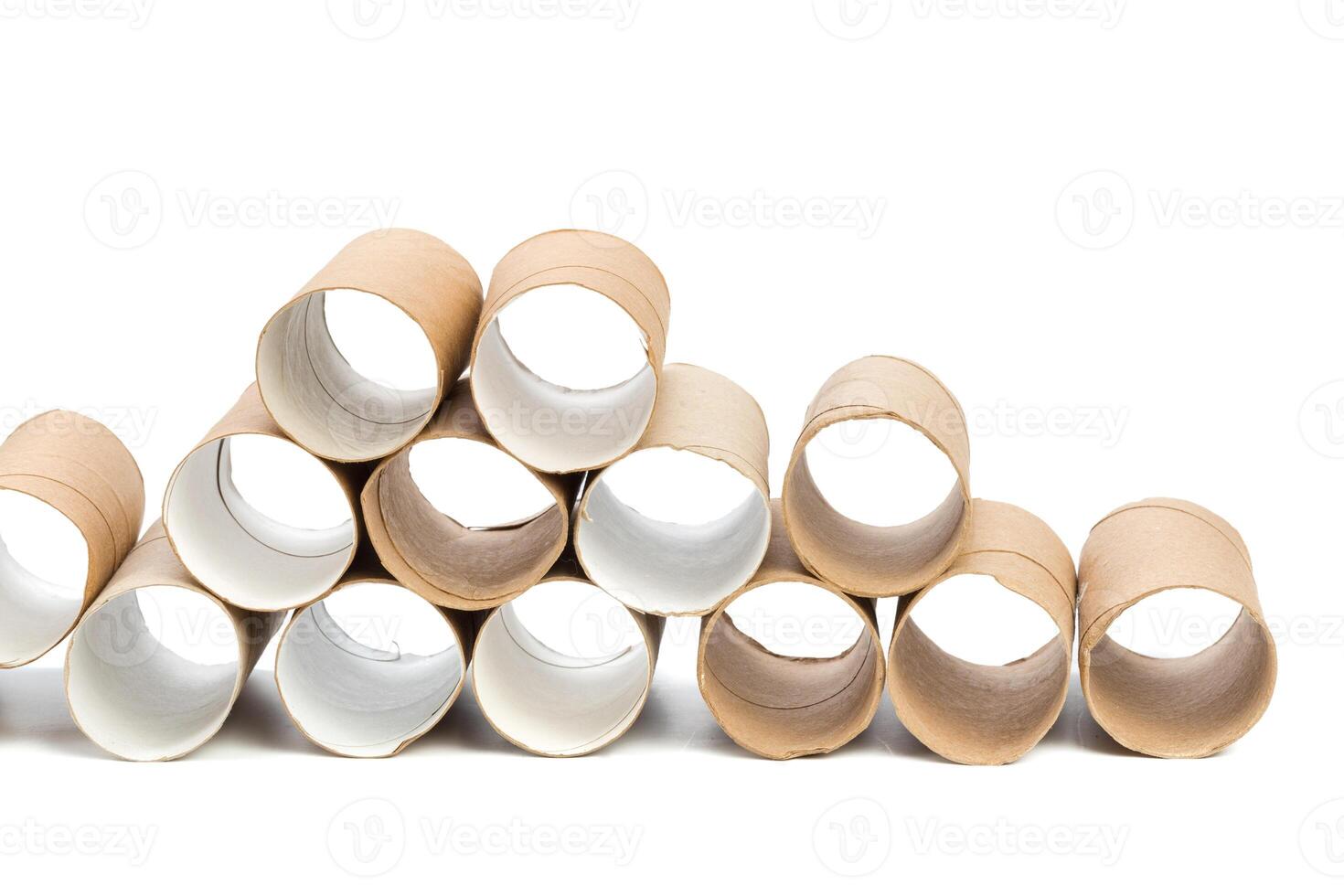 Empty toilet paper on white background photo
