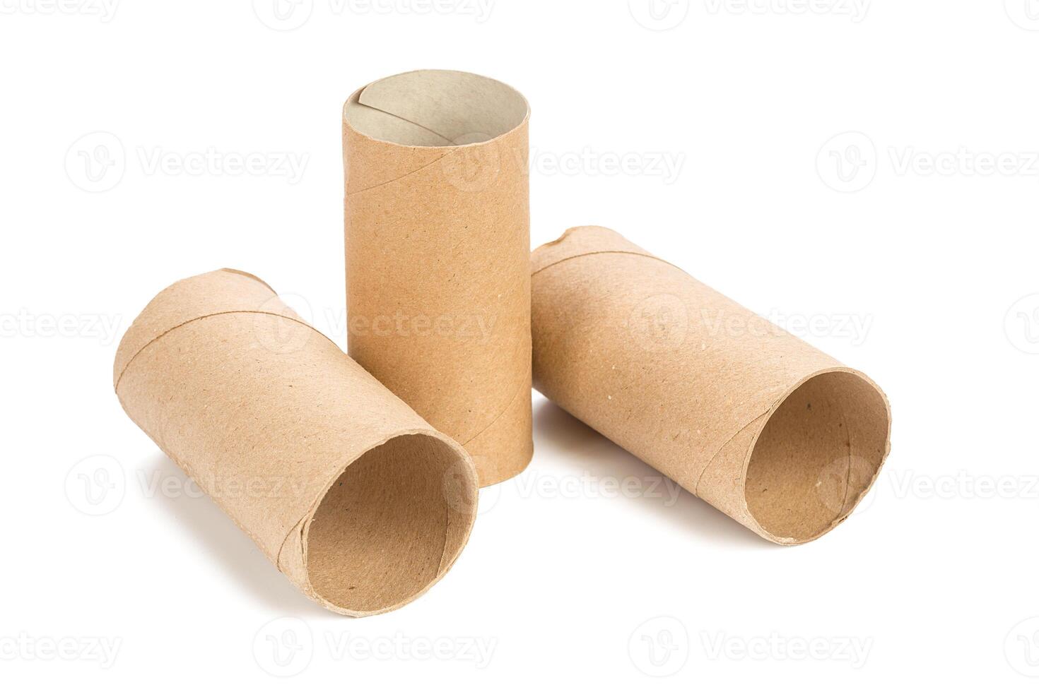 Empty toilet paper on white background photo