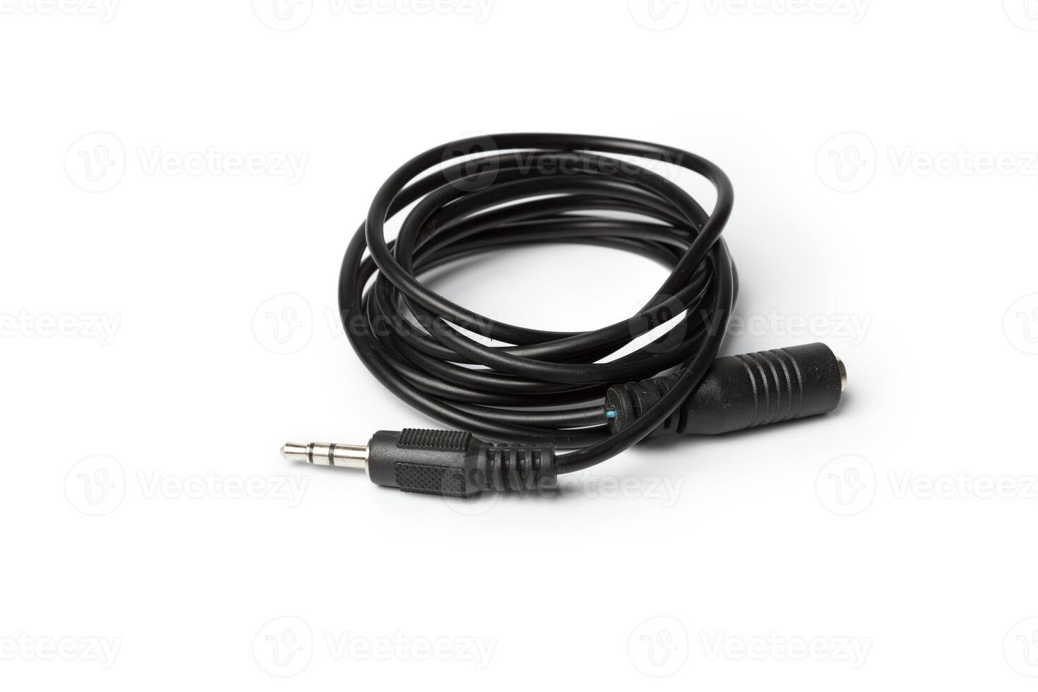 Black aux wire isolated on white photo