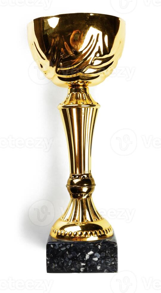 golden cup isolated on black photo