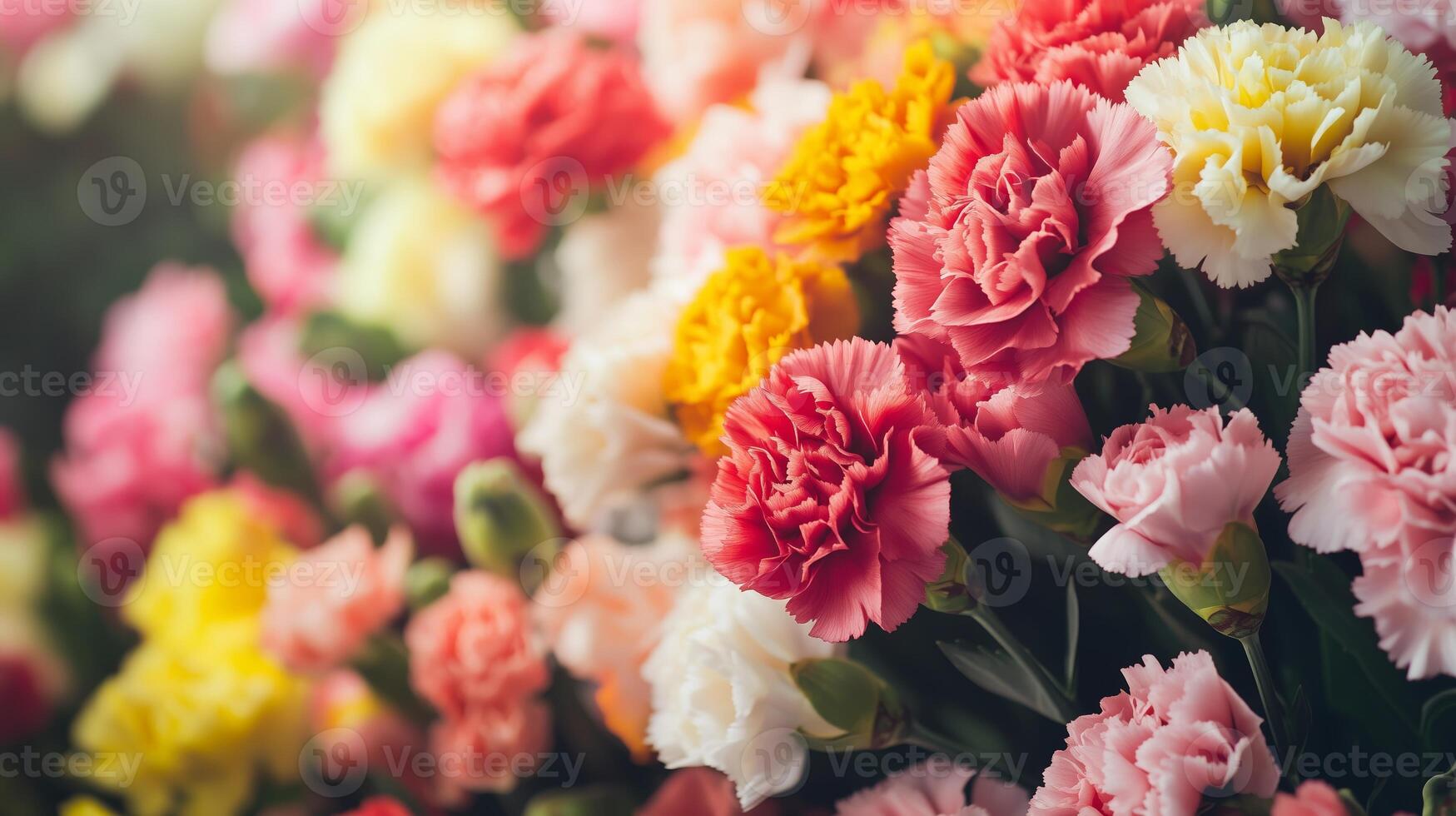 A vibrant array of blooming carnations in a garden showcasing various colors and textures during the daytime in spring photo