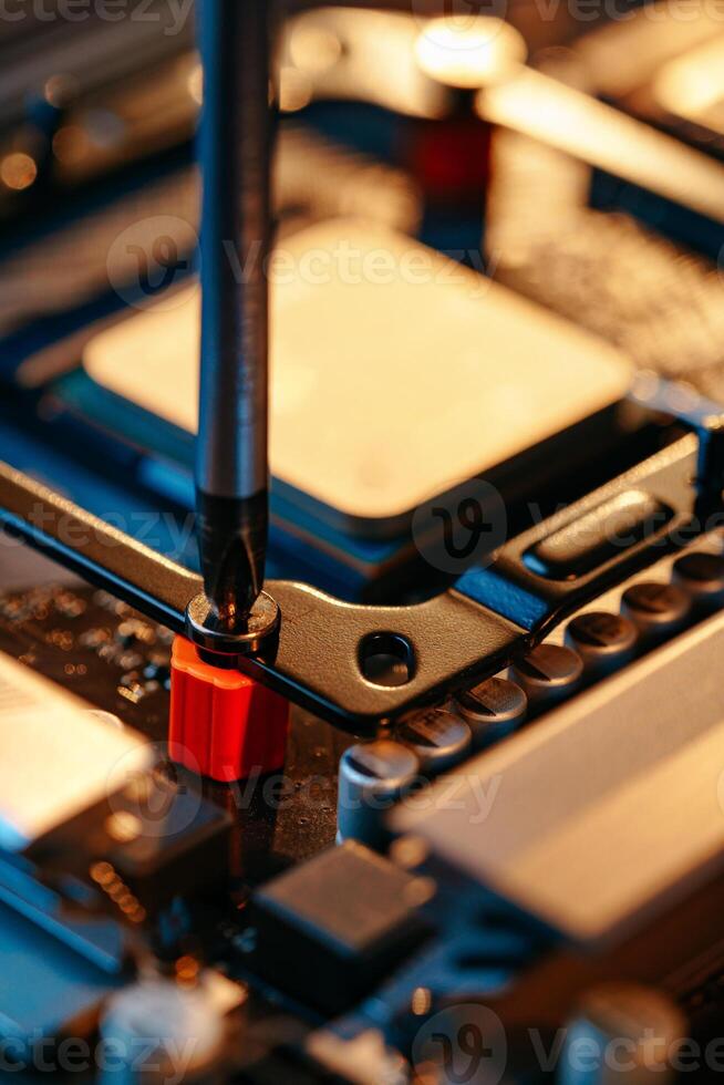 Computer part circuit board close up photo