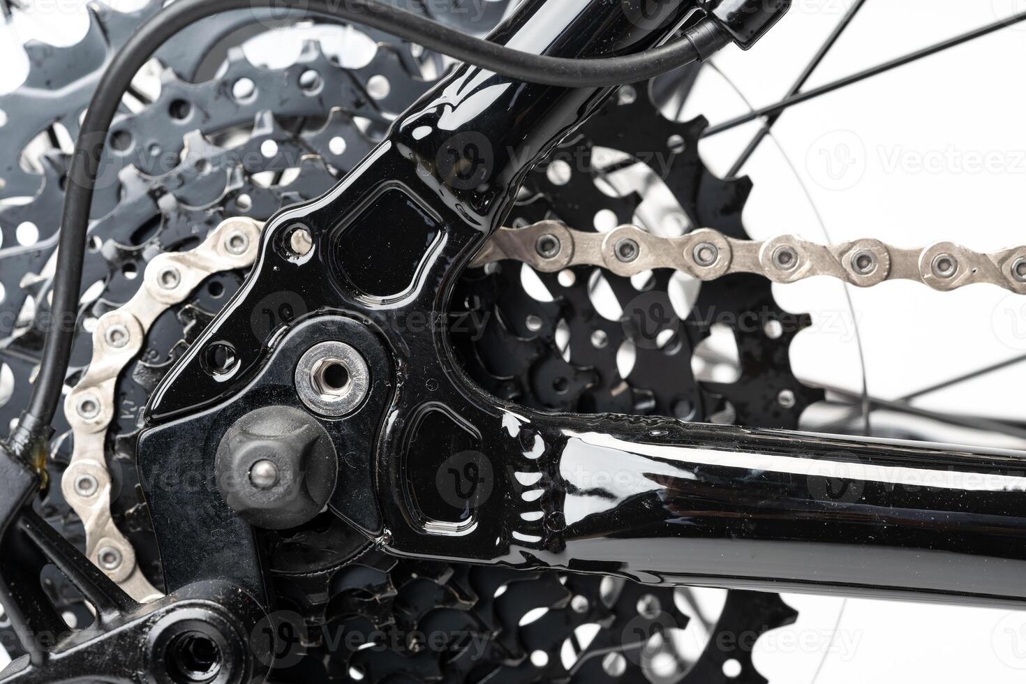 New bicycle chain part close up view photo