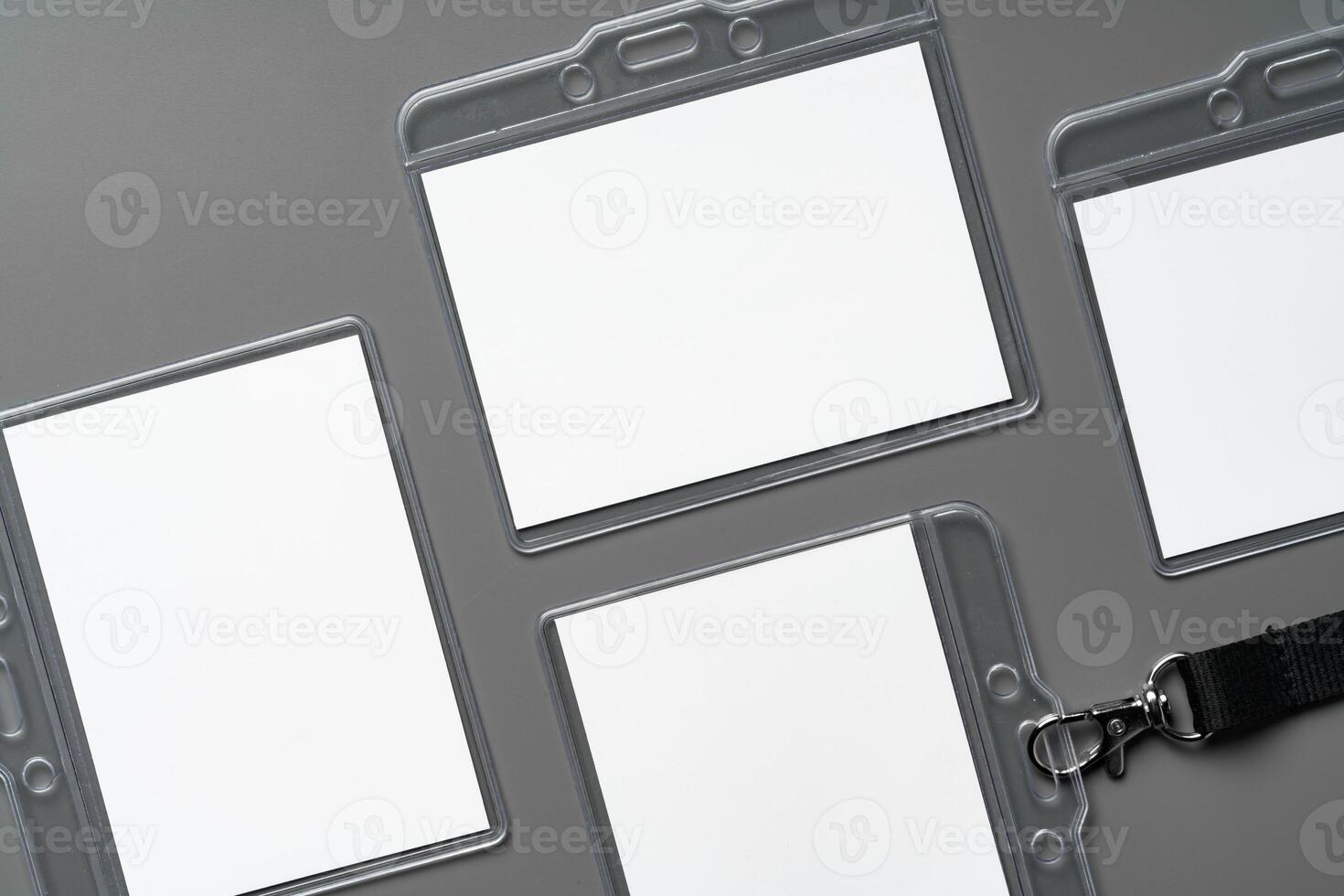 Blank badges on gray background copy space photo