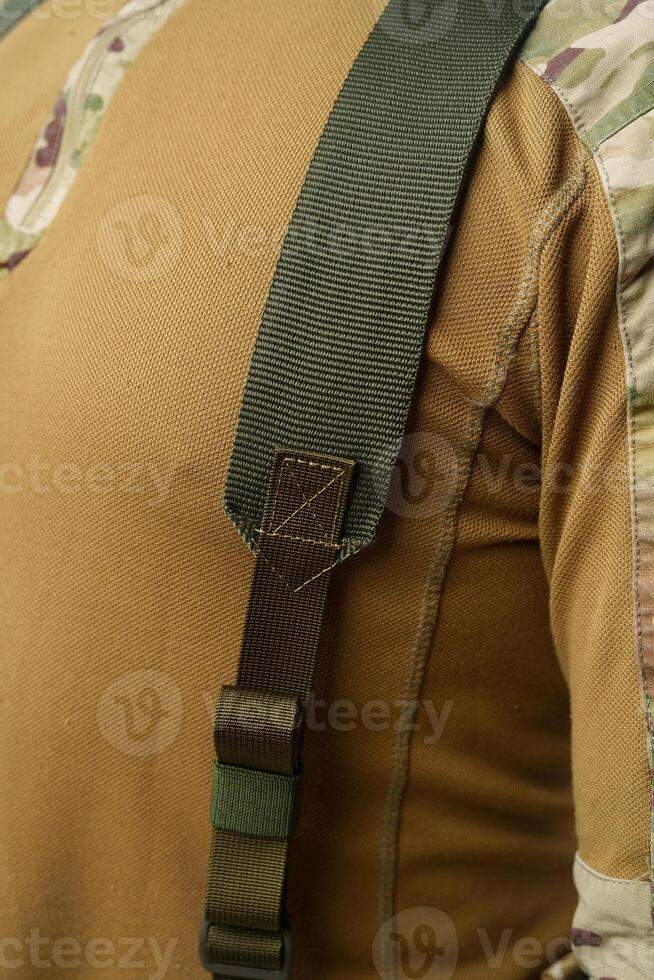 Close up of military man in uniform photo