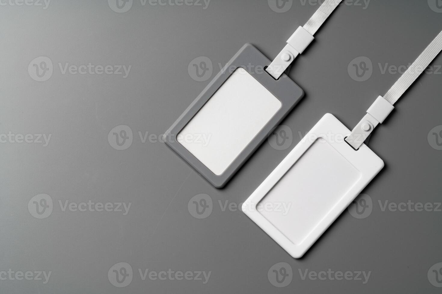 Blank badges on gray background copy space photo