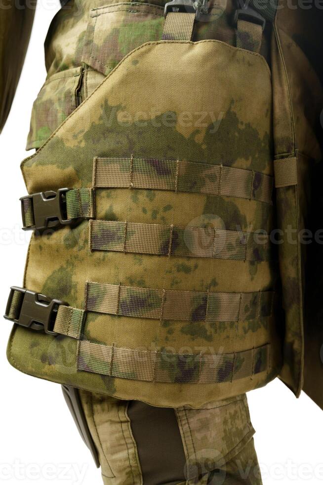 Soldier wearing military uniform close up photo