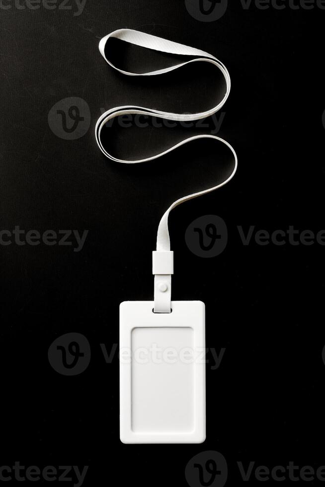 Blank badge mockup on black background copy space photo