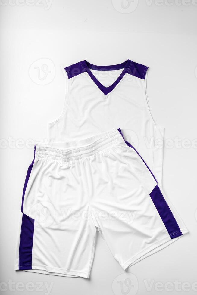 Basketball uniform on white background top view photo