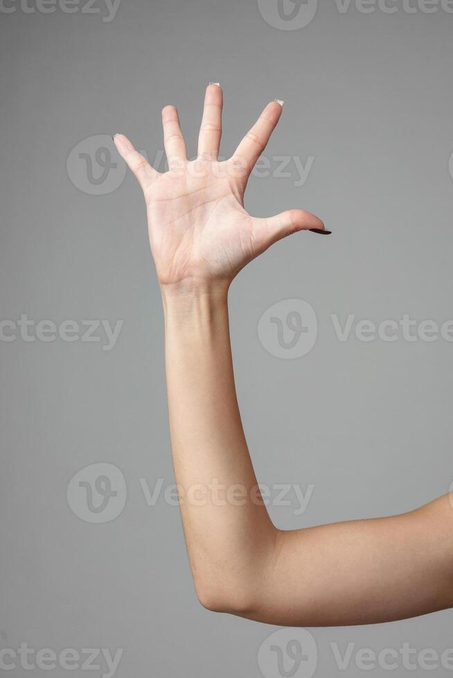 Womans Arm Extended Up in Gesture photo