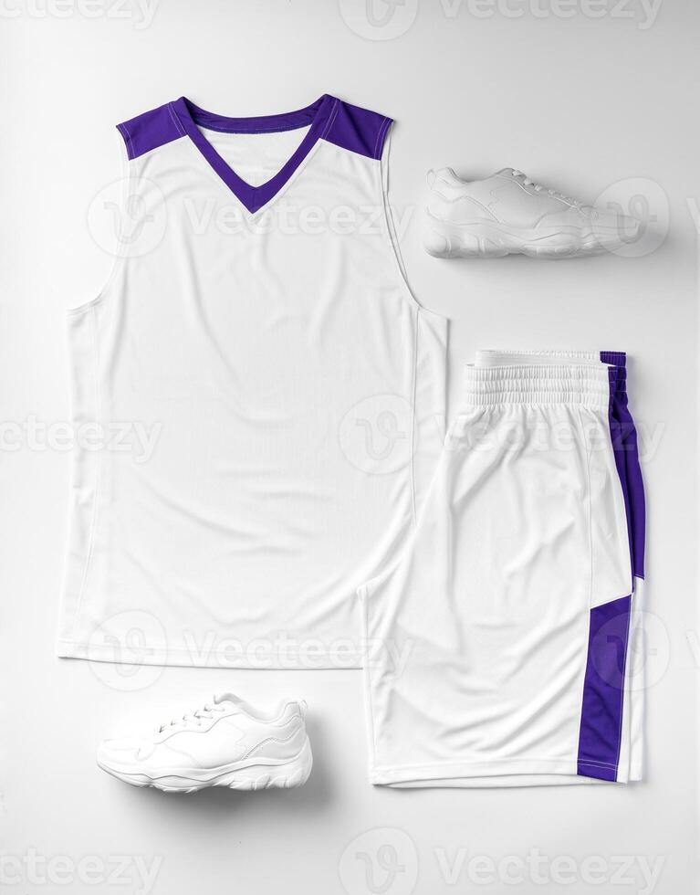 Basketball uniform on white background top view photo