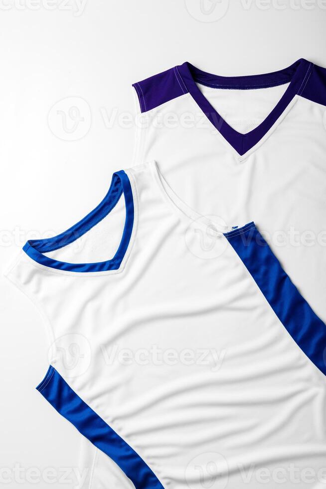 Basketball uniform on white background top view photo